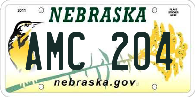 NE license plate AMC204