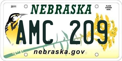NE license plate AMC209