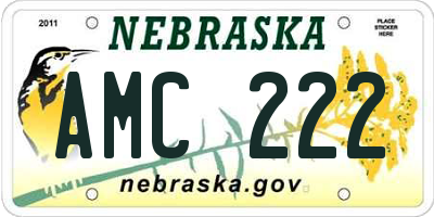 NE license plate AMC222