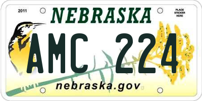 NE license plate AMC224
