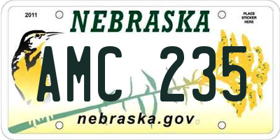 NE license plate AMC235