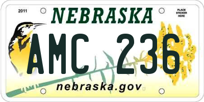 NE license plate AMC236
