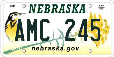 NE license plate AMC245
