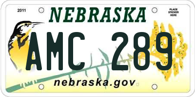 NE license plate AMC289
