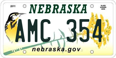NE license plate AMC354