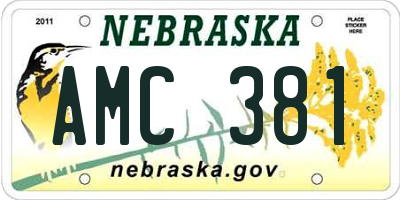 NE license plate AMC381