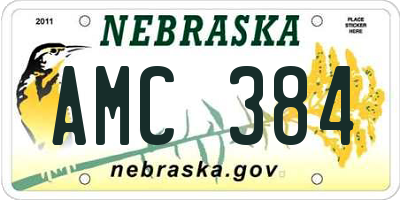 NE license plate AMC384