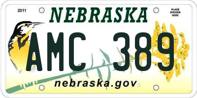 NE license plate AMC389