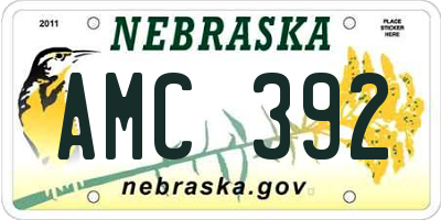 NE license plate AMC392