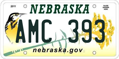 NE license plate AMC393