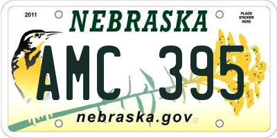 NE license plate AMC395
