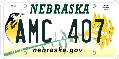 NE license plate AMC407