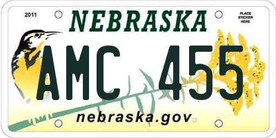 NE license plate AMC455