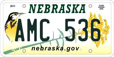 NE license plate AMC536