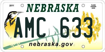 NE license plate AMC633