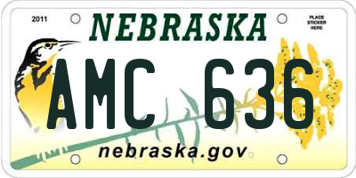 NE license plate AMC636