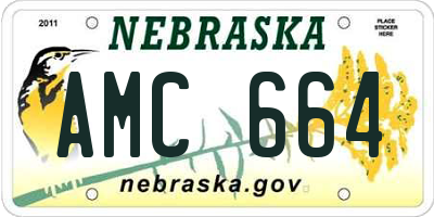 NE license plate AMC664