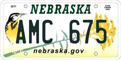 NE license plate AMC675