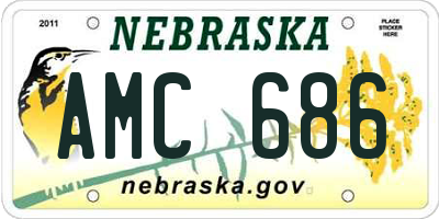 NE license plate AMC686