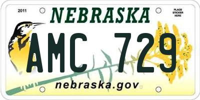 NE license plate AMC729