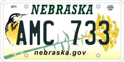 NE license plate AMC733