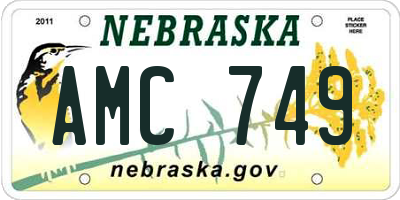 NE license plate AMC749