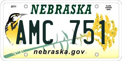 NE license plate AMC751