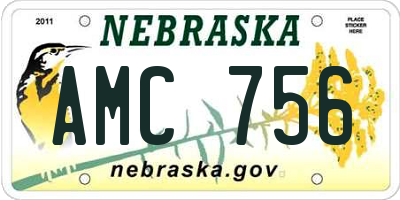 NE license plate AMC756