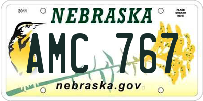NE license plate AMC767