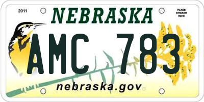 NE license plate AMC783