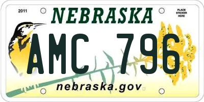NE license plate AMC796