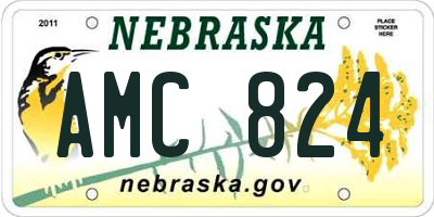NE license plate AMC824