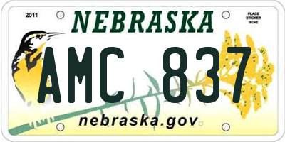 NE license plate AMC837