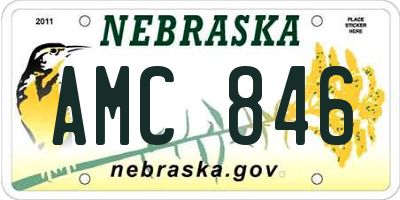 NE license plate AMC846
