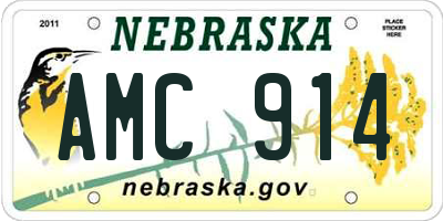 NE license plate AMC914