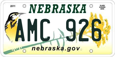 NE license plate AMC926