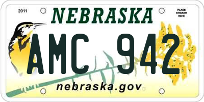 NE license plate AMC942