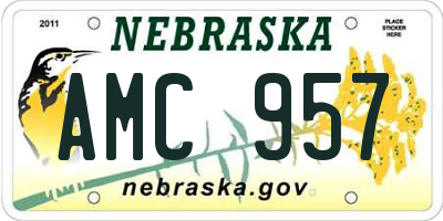 NE license plate AMC957