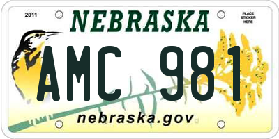 NE license plate AMC981