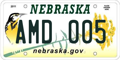 NE license plate AMD005