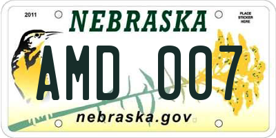 NE license plate AMD007