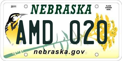 NE license plate AMD020