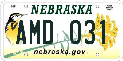 NE license plate AMD031