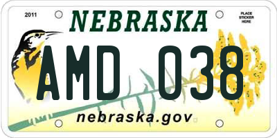 NE license plate AMD038