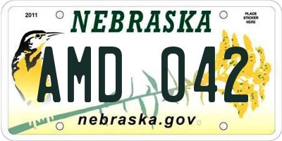 NE license plate AMD042
