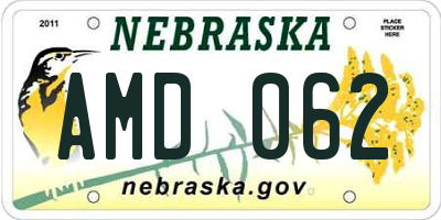 NE license plate AMD062