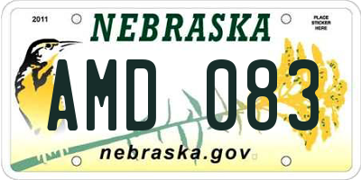 NE license plate AMD083