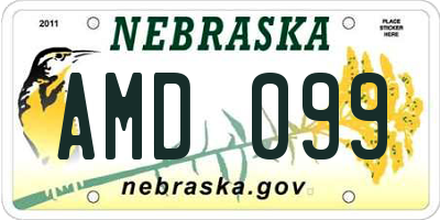 NE license plate AMD099