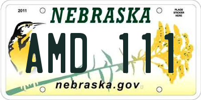 NE license plate AMD111