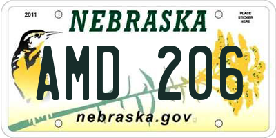 NE license plate AMD206